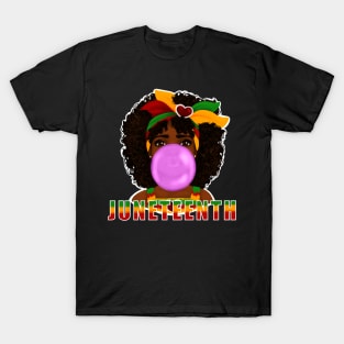 Juneteenth Black Girl Bubble Gum Design T-Shirt